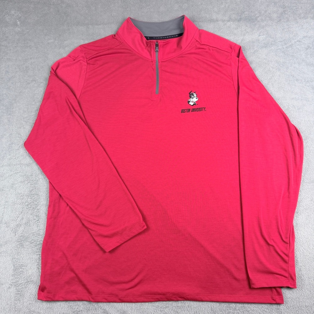 Under Armour Boston University Threadborne HeatGear 1/4 Zip Red Mens 3XL Loose
